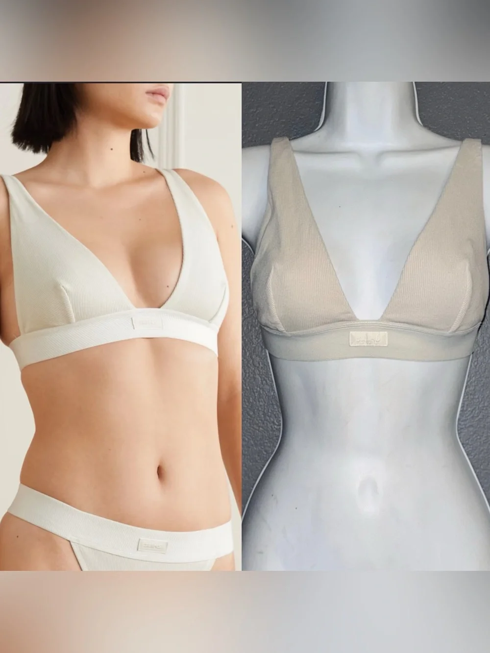 SKIMS New w Tags Women's Cream V-Neck Bra Bralette size Medium